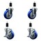 Service Caster 4'' SS Blue Poly Wheel Swivel 1-3/8'' Expanding Stem Caster Set 2 Brakes, 4PK SCC-SSEX20S414-PPUB-BLUE-2-TLB-2-138 - alternate 1